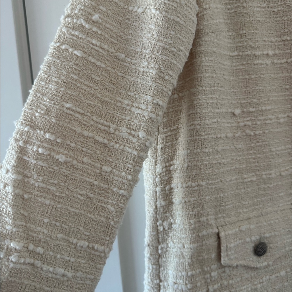 NWT BA&SH Auxane tweed mini dress long sleeve ecru size M - Picture 5 of 11